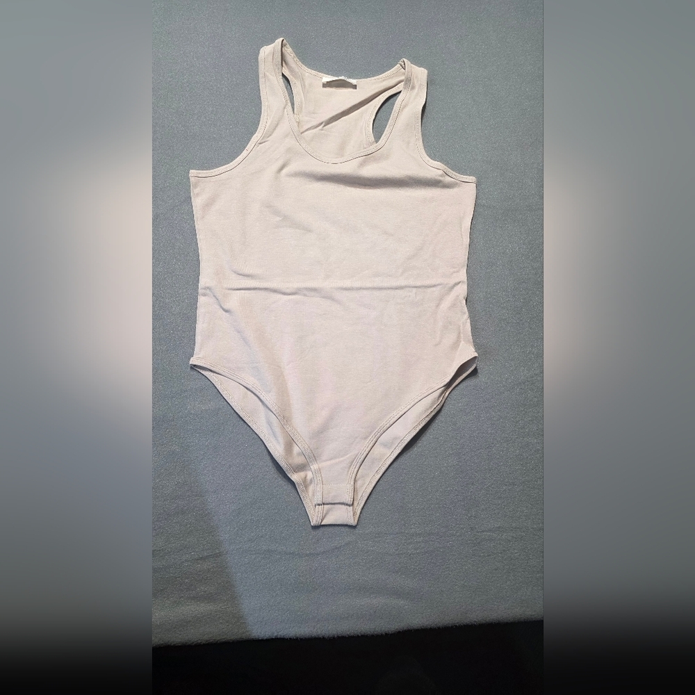 Zenana Beige Sleeveless Cotton Bodysuit Sizes S,M,L,XL New In Poly Bag - Picture 2 of 7